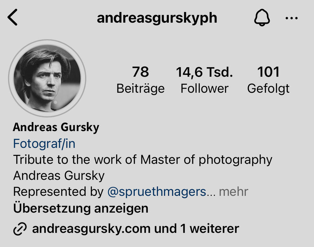 Klarstellung zu Instagram Account ‘andreasgurskyph’